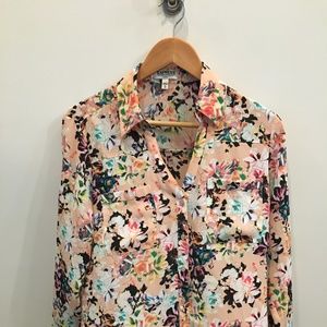Express Portofino Pink Floral Blouse